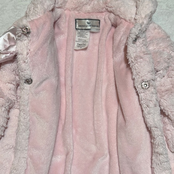 EUC American Widgeon Pink Fur Coat with Satin Bow 3t - Picture 3 of 4